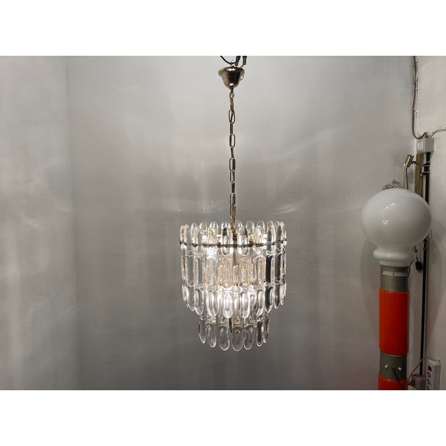 Crystal & Brass Chandelier by Gaetano Sciolari, 1970s For Sale - Image 9 of 11
