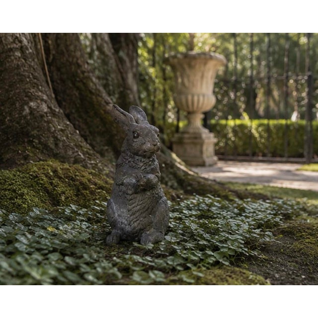 Vintage Cast Iron Standing Hare Garden Statuary For Sale - Image 10 of 12