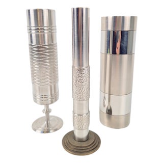 Brutalist Sculptural Metal and Brass Vases from BMF, Germany, 1960s, Set of 3 For Sale