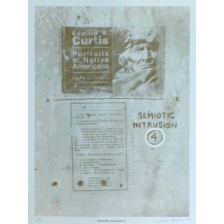 Late 20th Century "Semiotic Intrusion 4" Abstract Figurative Numbered Lithograph by Carl Beam For Sale