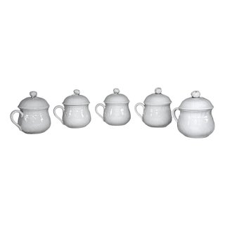 Late 20th Century Richard Ginori Vecchio White Porcelain Pot De Crème Cups - Set of 5 For Sale
