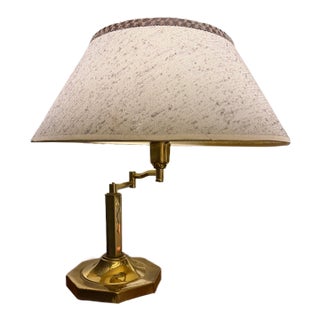 Vintage 1980's Brass Tabletop Lamp With Swivel Arm For Sale