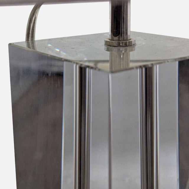 2010s Room & Board Madison Modern Table Lamp With Lead Crystal Base and White Rectangular Shade For Sale - Image 5 of 7