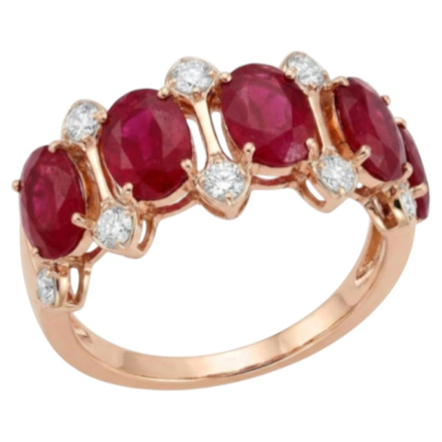 Natural Ruby 4.15cts & Diamond 0.45cts Ring in 14k Gold For Sale In New York - Image 6 of 8
