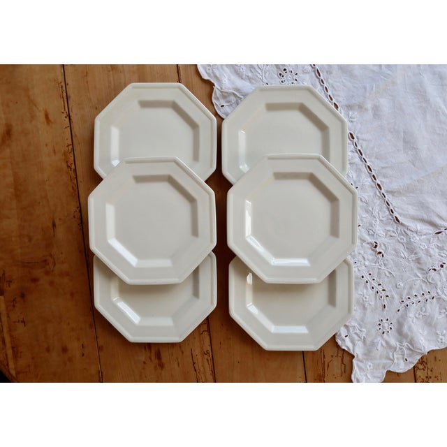 Vintage Octagonal Beaded Porcelain Dessert Plates from Johnson Brothers, 1980s, Set of 6 For Sale - Image 3 of 8