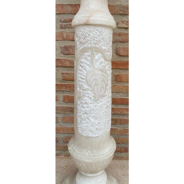 Italian Empire Carved Carrara Marble Pedestal Tables, 1890s, Set of 2 For Sale - Image 11 of 18