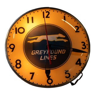 Vintage Greyhound Lines Depot Lighted Pam-Type Clock by Telechron For Sale