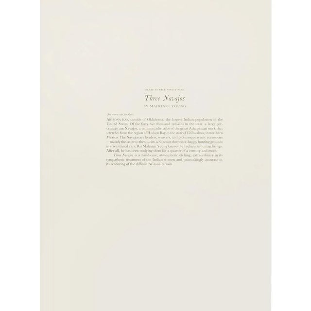 1939 After Mahonri Young "Three Navajos", Original Period Etching For Sale - Image 9 of 13