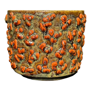 Goopy Amoeba Shiny Glazed Brown and Salmon Planter