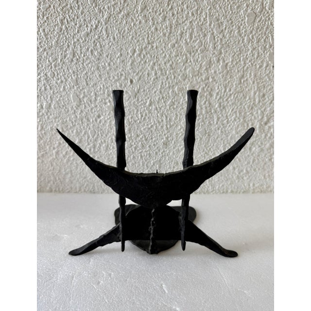 1950s David Palombo, Modernist Brutalist Hand Forged Iron Bookends Sculpture Israeli David Palombo For Sale - Image 5 of 12