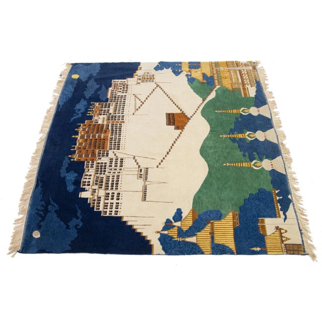 This antique Nepalese rug features a pictorial all-over design that depicts landscapes, historical events, and daily life...