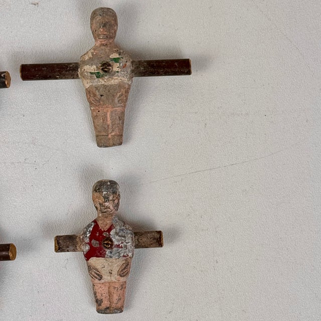Antique Set of 10 Salvaged Foosball Metal Soccer Players From Portugal, Sports Memorabilia For Sale - Image 4 of 8