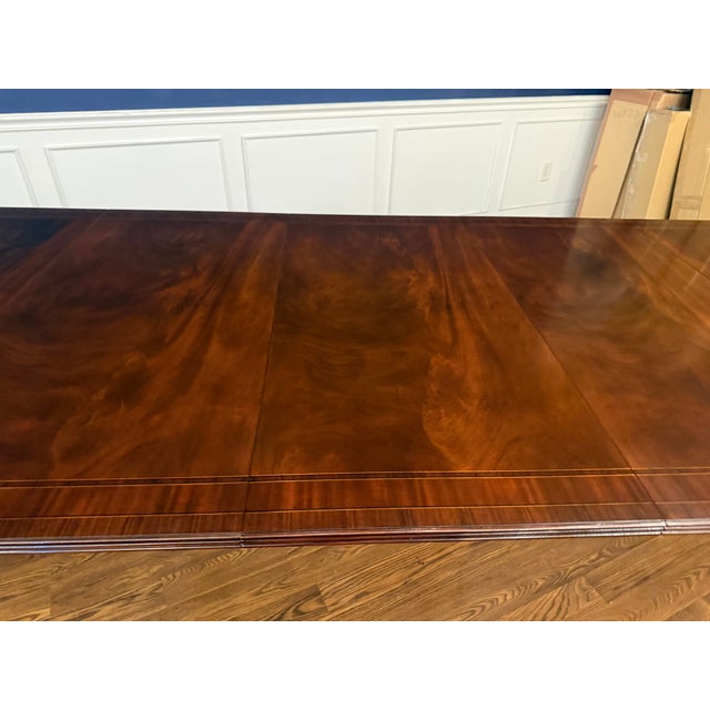 2020s Georgian Style Multi-Banded Mahogany Dining Table by Leighton Hall - Showroom Sample For Sale - Image 5 of 18