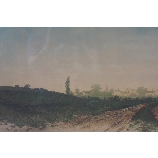 Antique 1890 Ernest C Rost New England Farmhouse Landscape Etching 42" For Sale - Image 4 of 13