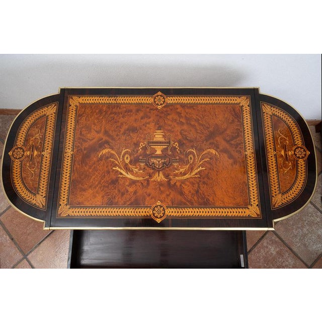 Napoleon III Style Side Table or Writing Desk in Polychrome Wood with Gilded Bronze Accents, France, 19th Century For Sale - Image 5 of 8