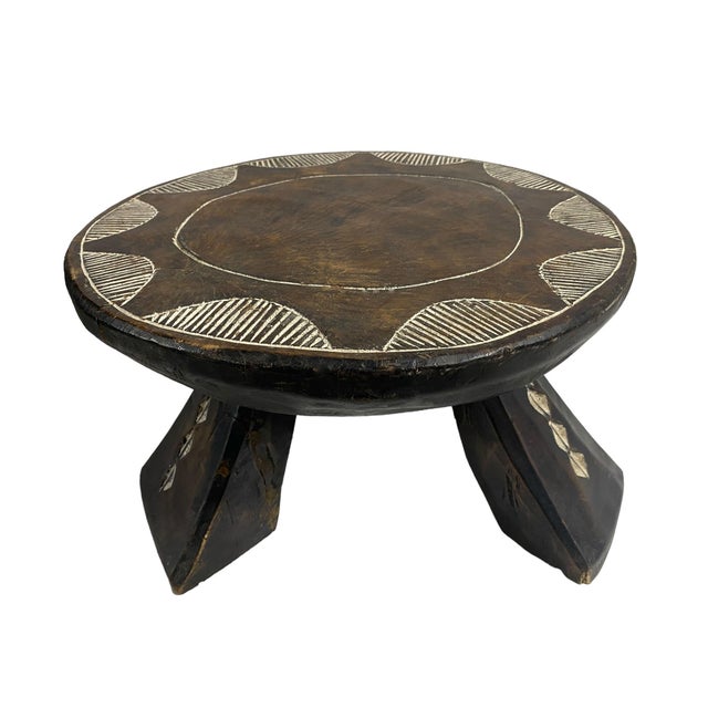 Vintage African Baule Low Stool With Carved Pattern 9.5" H by 17" W For Sale In New York - Image 6 of 6