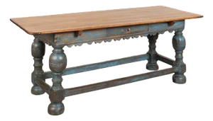 18th Century Blue Painted Library Refectory Table Console, Denmark