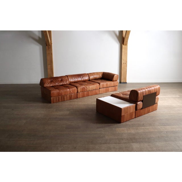 DS 88 Modular Sofa in Cognac Patchwork Leather from de Sede, Switzerland, 1970s, Set of 5 For Sale - Image 10 of 13