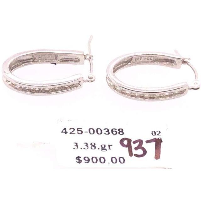 14 Karat White Gold Diamond Half Hoop Earrings For Sale In New York - Image 6 of 9