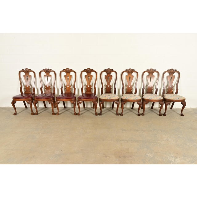 Queen Anne Kittinger Georgian Carved Mahogany Dining Chairs, Set of Eight For Sale - Image 3 of 16