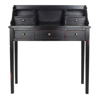 5 Drawer Writing Desk in Distressed Black For Sale