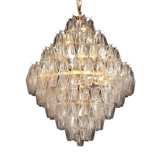 Chandelier with Crystal in Polyhedron Murano Glass, 1962 For Sale