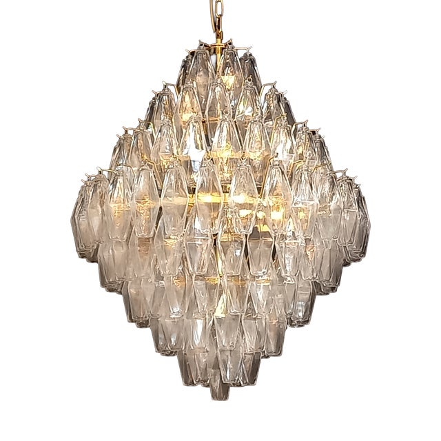 Chandelier with Crystal in Polyhedron Murano Glass, 1962 For Sale