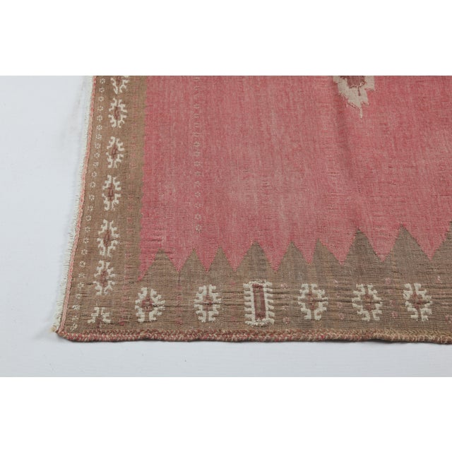 1940s Vintage Red Tones Old Sofrah Floor Kilim Rug For Sale - Image 4 of 12