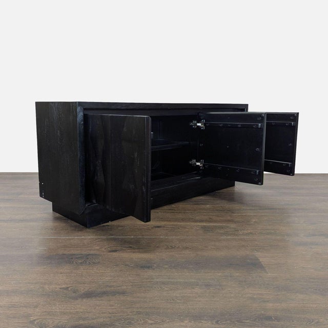 Modern West Elm Carved Pattern Media Unit For Sale - Image 3 of 10