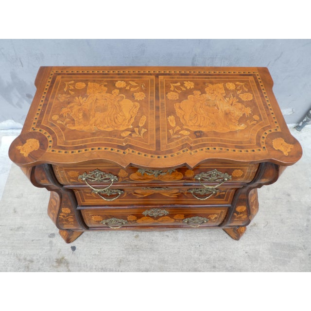 Rococo Late 18th Century Vintage Dutch Marquetry Bombe Chest For Sale - Image 3 of 13