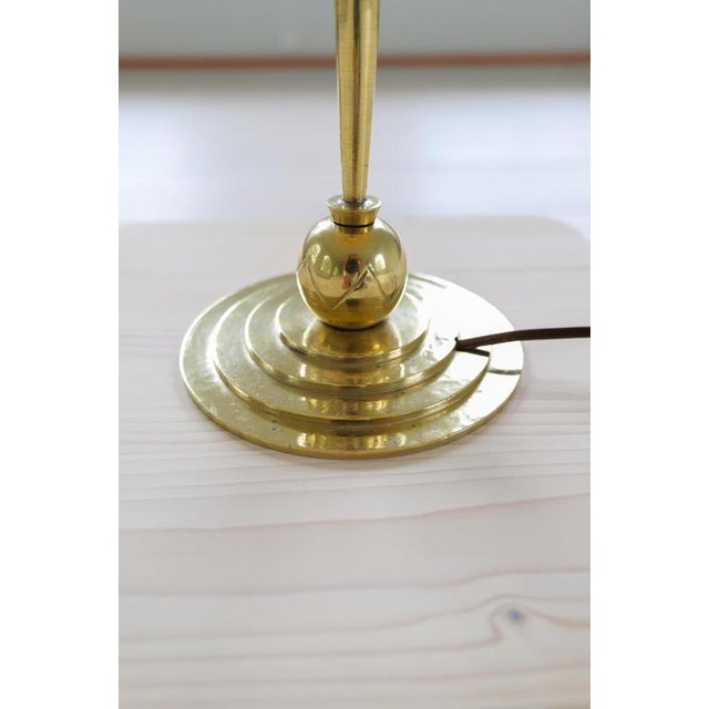 1930s Art Deco Brass Table Lamp attributed to Lars Holmström, Sweden, 1930s For Sale - Image 5 of 14