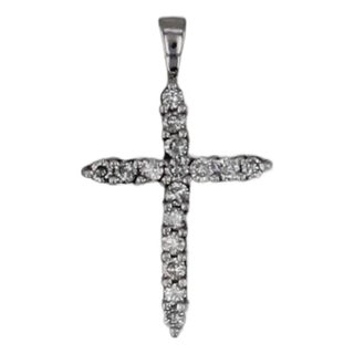 0.42ctw Diamond Platinum Cross Pendant Fine Religious Jewelry For Sale