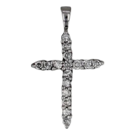 0.42ctw Diamond Platinum Cross Pendant Fine Religious Jewelry For Sale
