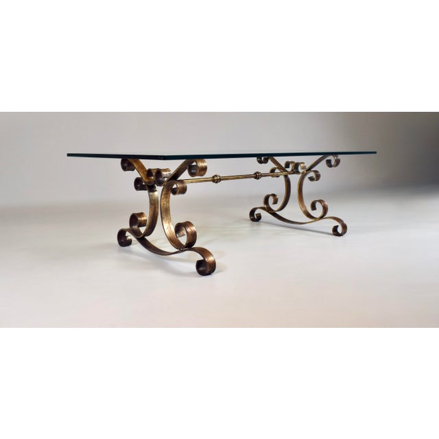 1960s 1960's Gold Gilt Iron and Glass Spanish Hollywood Regency Coffee Table For Sale - Image 5 of 11