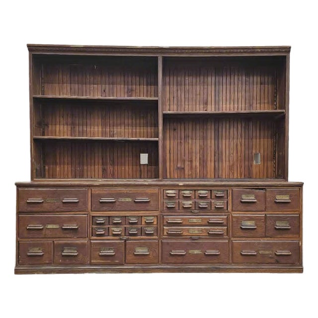 Early 20th Century J.D. Warren General Store Apothecary Cabinet For Sale