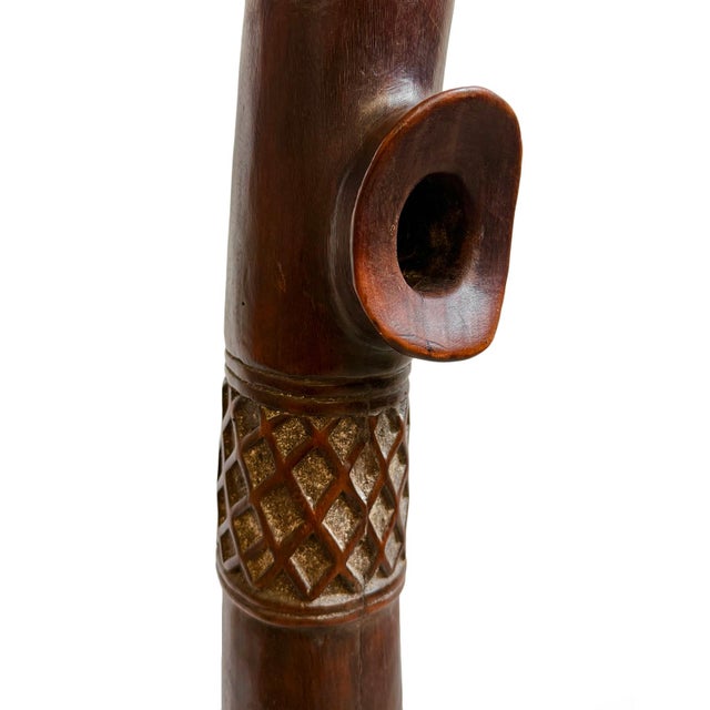Early 20th Century Antique Old Bamileke Large Wood Carved Horn For Sale - Image 5 of 10