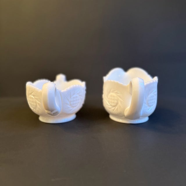 1950s Westmoreland White Milk Glass Cream and Sugar Set For Sale - Image 4 of 8