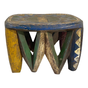 Vintage African Old Nupe Low Stool/Table I Coast 10" H by 14" W Nigeria
