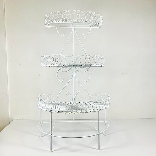 Hollywood Regency 1970s Vintage Boho Chic Hollywood Regency Wire Loop Design 3-Tier Plant Stand, After Salterini For Sale - Image 3 of 13