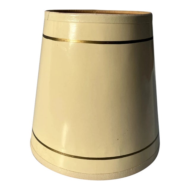 Vintage Small Cream and Gold Paper Lampshade For Sale