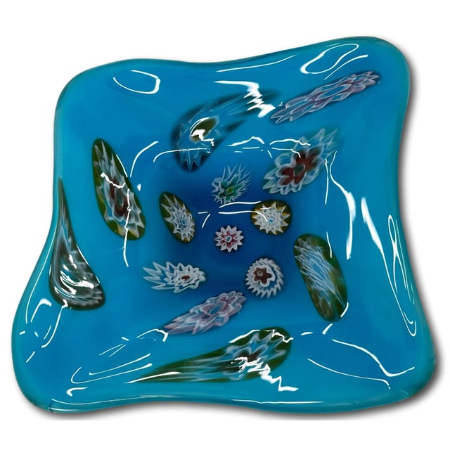 Mid 20th Century Beautiful Vintage Mid 20th Century Millefiori Style Venetian - Italian Murano Hand Blown Art Glass Bowl For Sale - Image 5 of 12