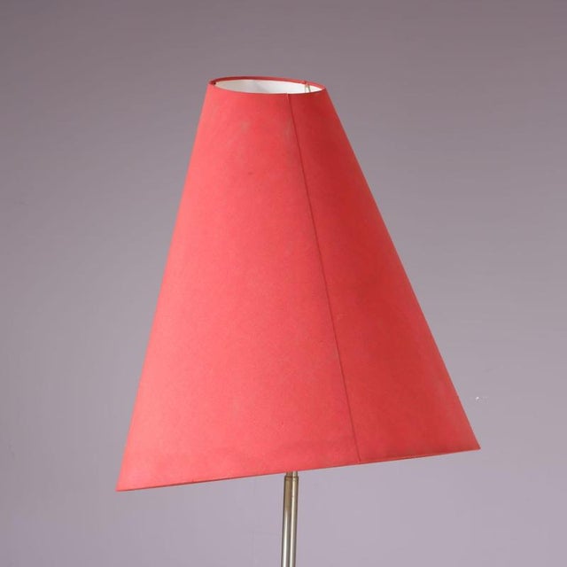Ceramic Floor Lamp with Red Fabric Hood from Francois Chatain, France, 1970s For Sale - Image 12 of 15