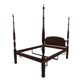 Henkel Harris Queen Size Mahogany Rice Carved Bed For Sale