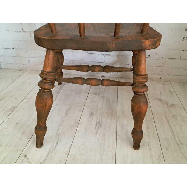Antique Victorian Smokers Bow Armchair in Beech & Elm, 1880s For Sale - Image 10 of 18