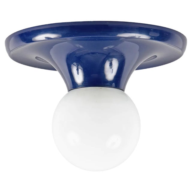 Mid-Century Italian Blue Metal Light Ball Sconce by Achille Castiglioni for Flos, 1960s For Sale