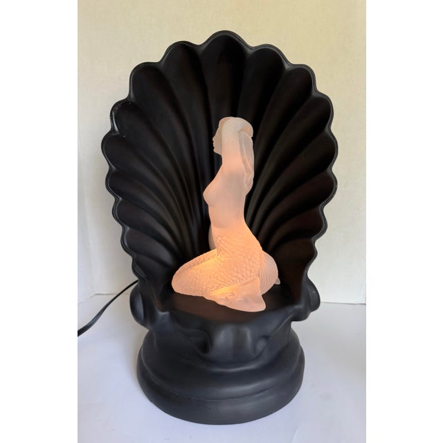 1980's Art Deco Lucite Mermaid Color Changing Motion Shell Lamp For Sale In Los Angeles - Image 6 of 12