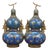 Antique Chinese Champleve Cloisonne Double Gourd Turquoise Mantel Vases Urns 12" For Sale