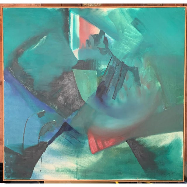 1960s American School Modern Expressionist Oil Painting on Canvas For Sale - Image 13 of 13