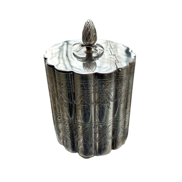Metal Vintage Silver Tea Caddy For Sale - Image 7 of 8