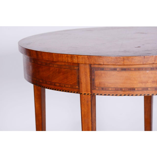 Biedermeier Round Table in Cherrywood with Detailed Marquetry, France, 1850s For Sale - Image 5 of 11